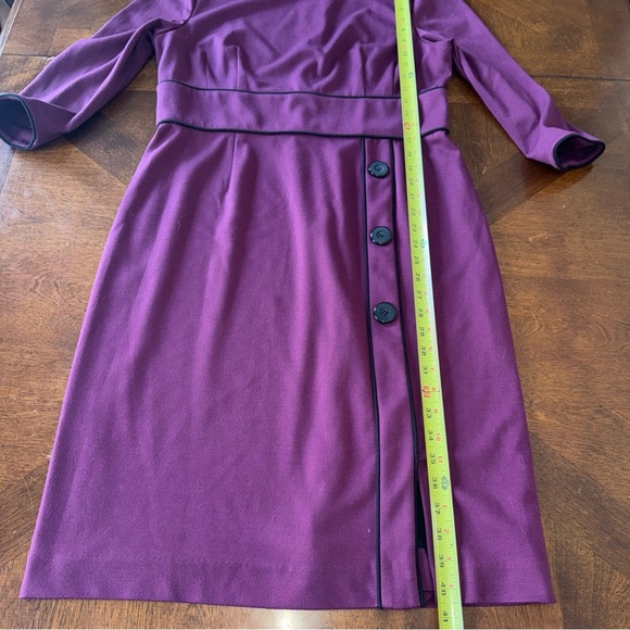 Peter Nygard Purple Black Trim 3/4 Sleeve Dress with Button Front Accent 14 - Picture 11 of 12